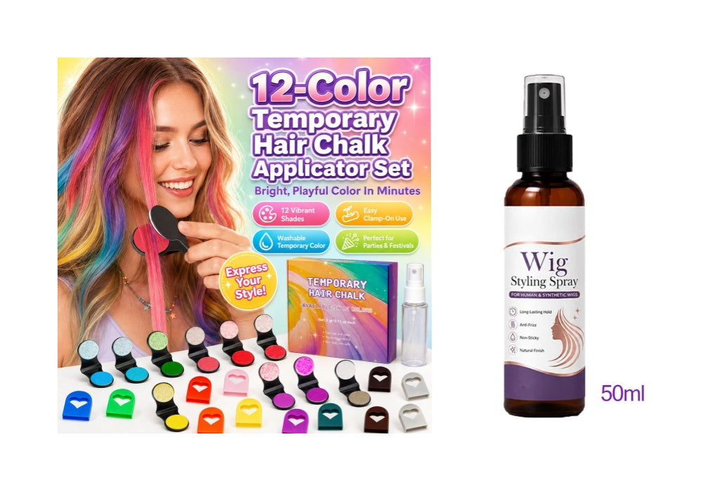 đ„Letzter Tag: 50 % Rabatt!đ 12-Farben-Set fĂŒr temporĂ€re Haarkreide mit Applikator