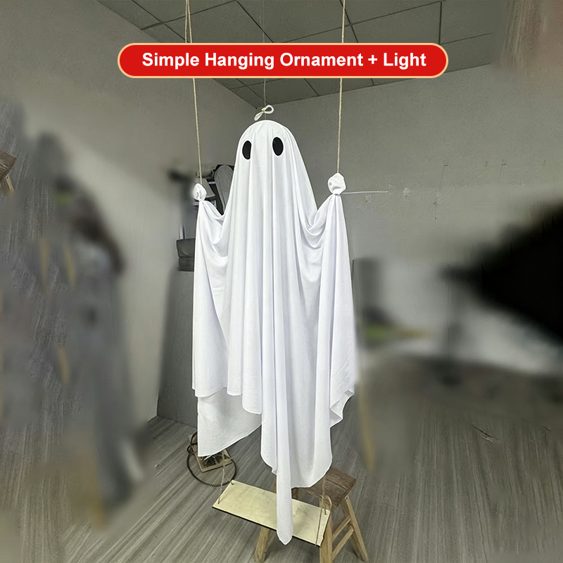 👻🎃 5FT Großes Hängendes Geister-Schaukel mit Fernbedienung und Lichterkette
