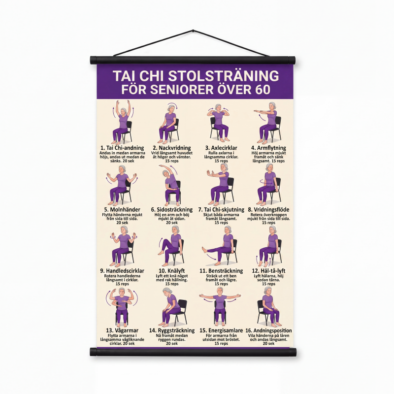 🔥🎁JETZT 50% RABATT!🧘📋Tai-Chi-Trainingsposter für Senioren – Leicht nachvollziehbare Übungen, große Schrift und Illustrationen – Sanfte tägliche Übungen für Gleichgewicht und Beweglichkeit💪