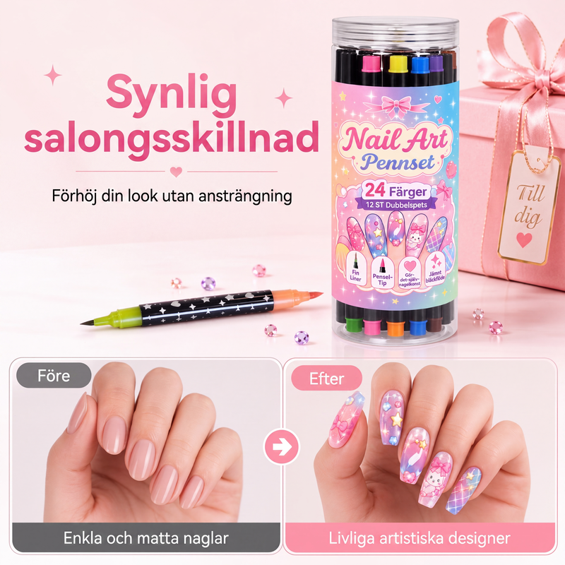 💥 50 % Rabatt ! 24-Farben Nagel-Art-Stifte Set – Zwei Spitzen, endlose Kreativität! 💅 Präzise Linien, schnelles Trocknen, Salon-Qualität ✨