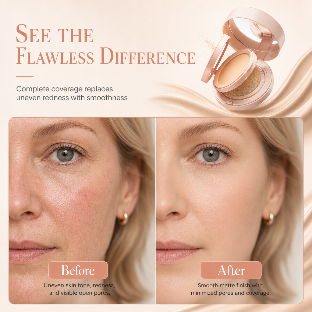 ✨ 50 % Rabatt ! 2-in-1 Cushion BB Cream & Kompaktpuder – Makelloser Teint, null Maskeneffekt! 🌸 Deckt Rötungen ab, mattiert Glanz, ganztägiger Halt 🛍️