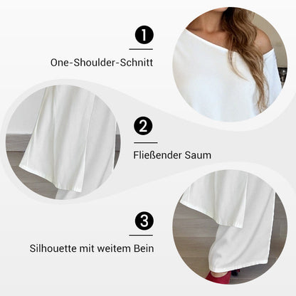 🌸Sommer-Sonderverkauf – 50 % Rabatt💖Einfarbiges Set aus schulterfreiem Oberteil und Hose