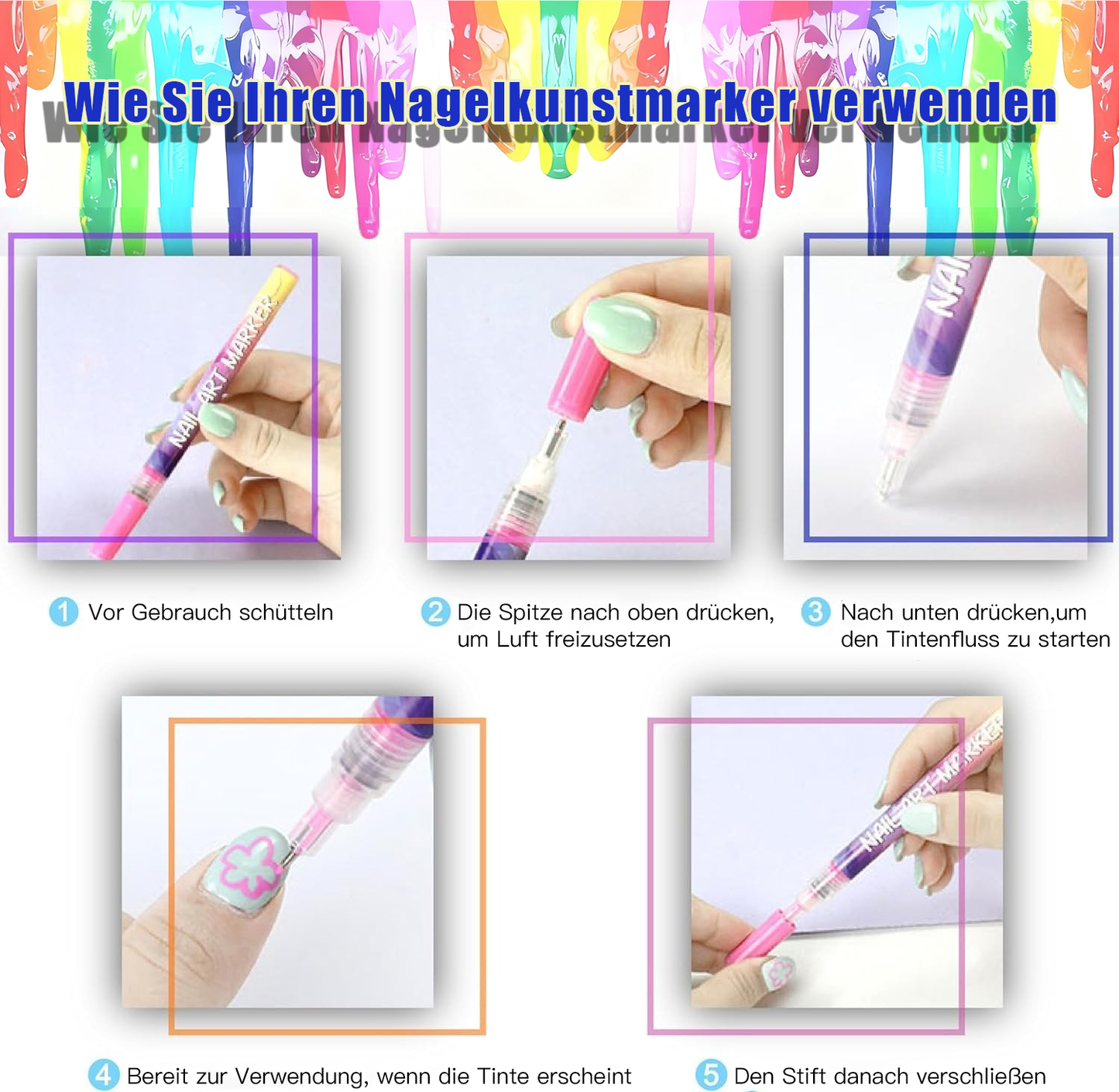 🎅🎁Weihnachtsangebot – 50 % Rabatt⏳12 Farben Nagelkunst-Stifte Set🎨💅