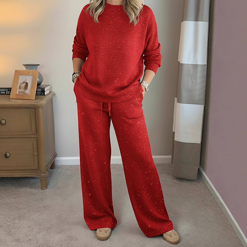 ⌛ Nur noch 3 Tage – 49% auf alles! ⏰Damen-Glitzer-Zweiteiler: Pullover & Hose