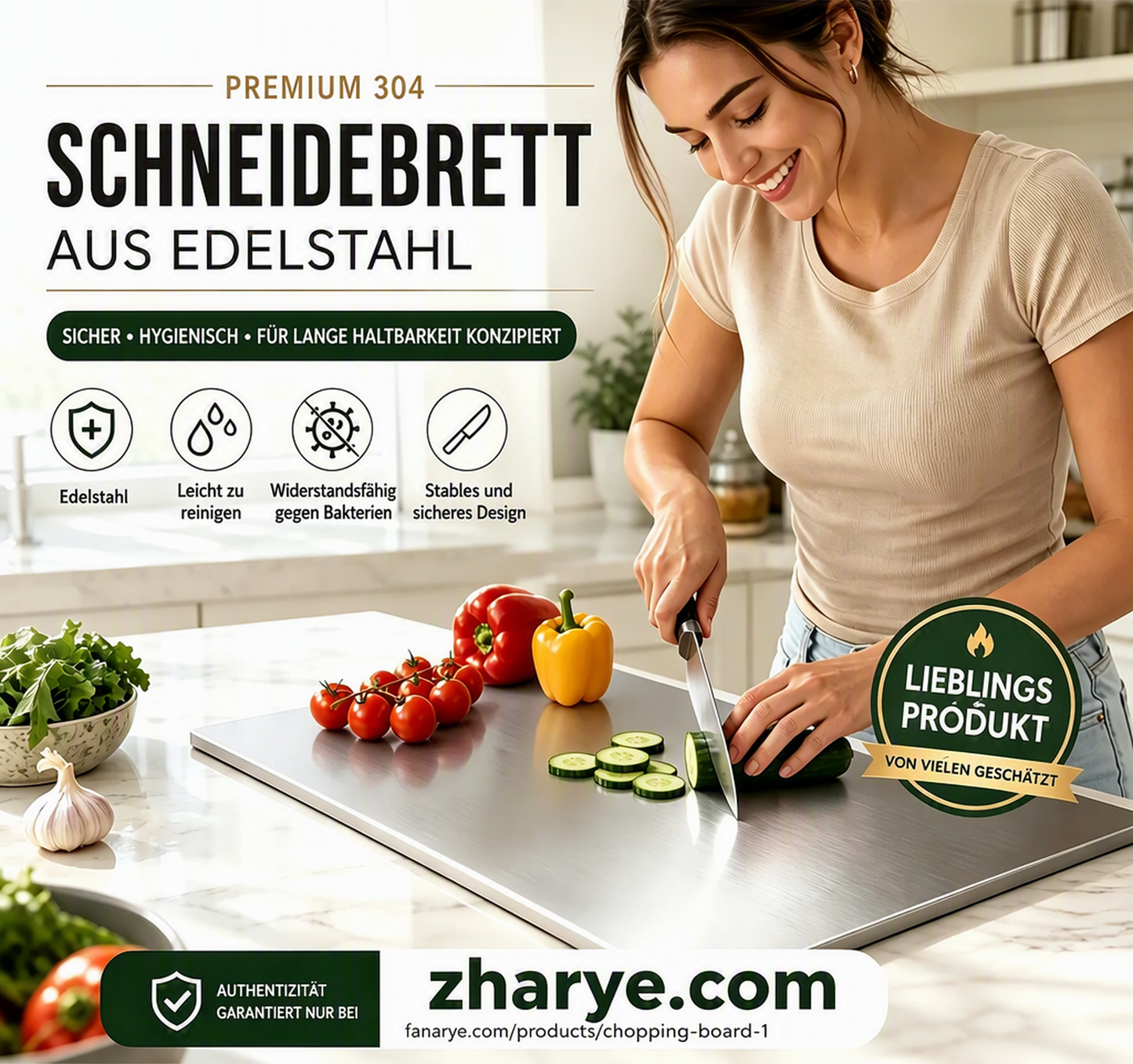 🔪 50% RABATT! ✨ Schneidebrett aus Edelstahl für die Arbeitsplatte – Hygienisch, Messerschonend & Leicht zu Reinigen 🍽️