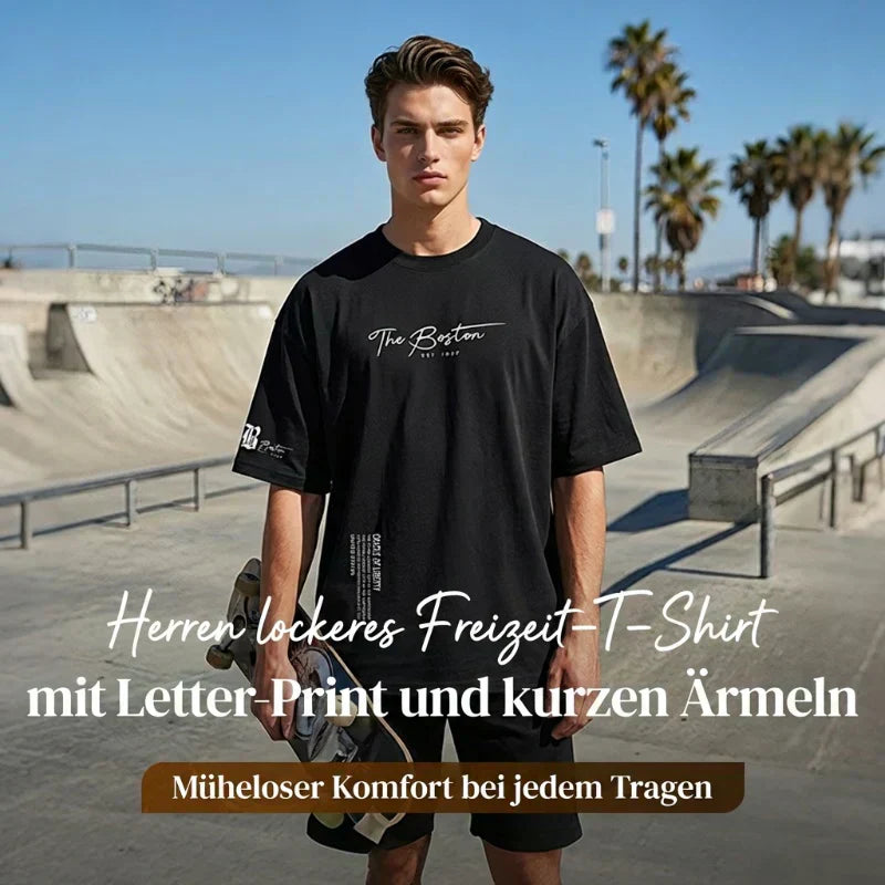 🎁Neuwaren 50% Rabatt💥Herren Urban Style Loose Fit T-Shirt – Premium Baumwollmix, Lässiger Oversize-Schnitt & Grafikdruck