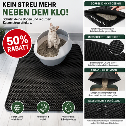 🐾 50 % Rabatt! Zweilagige Katzenstreumatte – weniger Streu auf dem Boden! 🐱 Streu auffangen, einfach ausschütten, rutschfest auslegen 🧹
