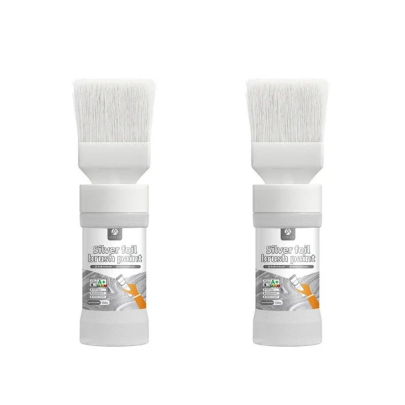 🖌️ Wasserbasierte Metallic-Silber-Farbe – Deckend, schnell trocknend & mit integriertem Pinsel – Ideal für kreative Projekte & Deko ✨