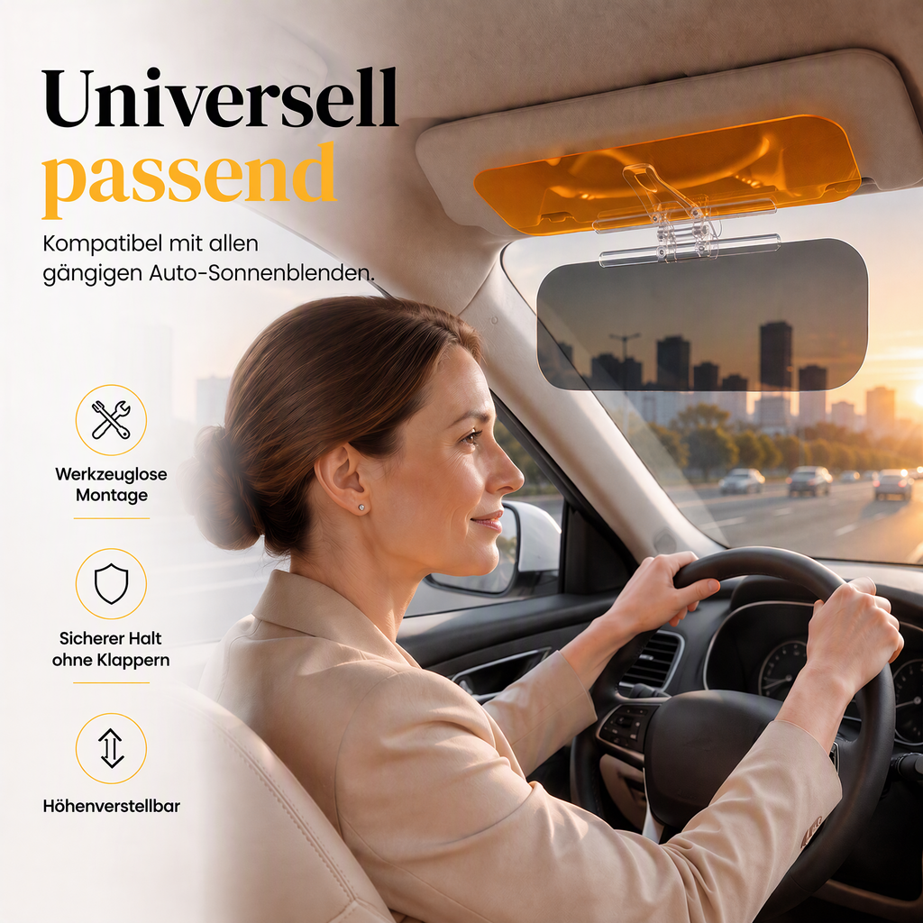 🎉💖Über 80.000 Mal verkauft!⚡🚗Auto Tag- & Nachtblende – Starker Blendschutz gegen tiefstehende Sonne & Fernlicht