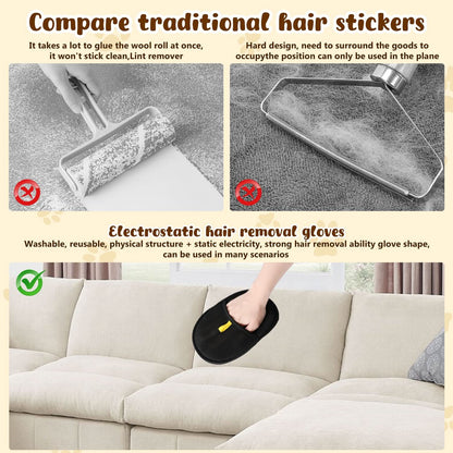 🐾 1 kaufen, 1 gratis! Tierhaarentferner-Handschuhe – beidseitige Silikonborsten, rutschfester Halt, waschbar und wiederverwendbar für Sofa, Kleidung und Teppiche 🧤