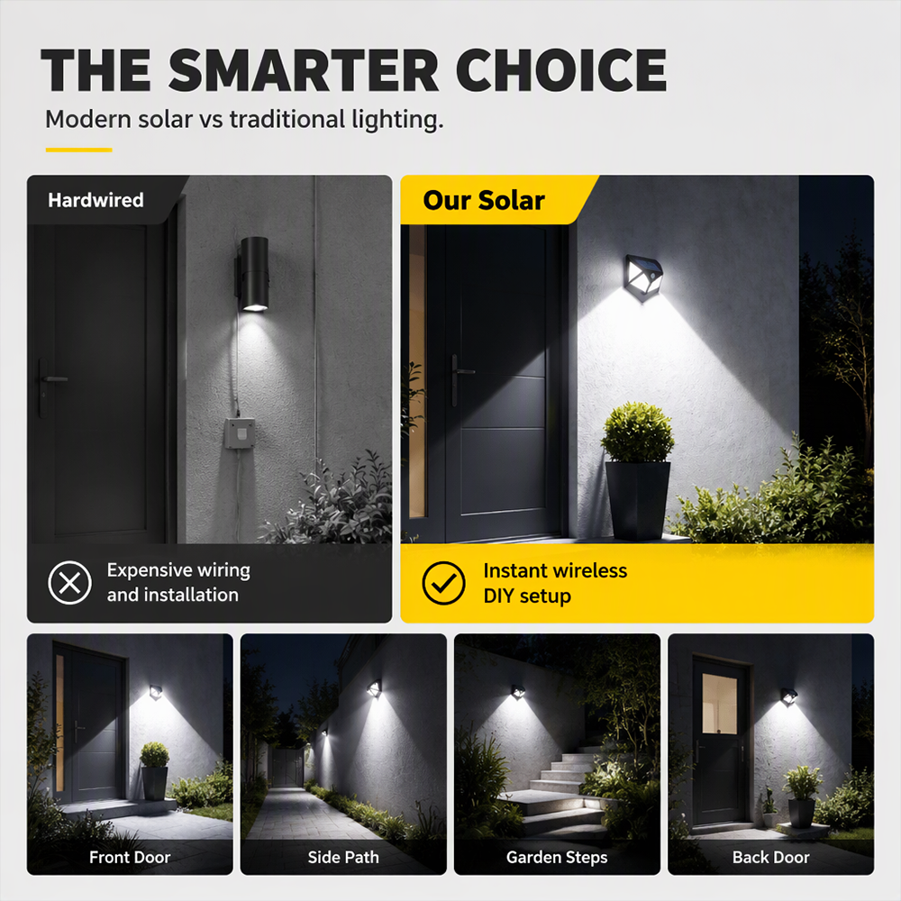 🔆 Kaufe 1, erhalte 1 GRATIS! Solar-Wandleuchte Außen Wasserdicht – Automatisch hell, zuverlässig sicher! 🏡 140 LEDs, kabellose Wandmontage, regenfest 🛡️