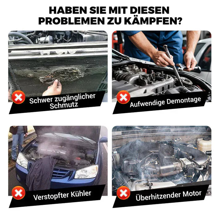 Reinigungsstab für Kühlsysteme: Wasser/Luft-Kombisystem zur Demontagefreien Auto-Reinigung