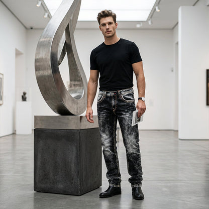 Kreative Stretch-Jeans für Herren, minimalistischer Stil, ideal für den Sommer, Emo-Stil
