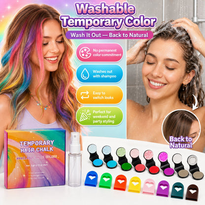 🔥Letzter Tag: 50 % Rabatt!🌈 12-Farben-Set für temporäre Haarkreide mit Applikator