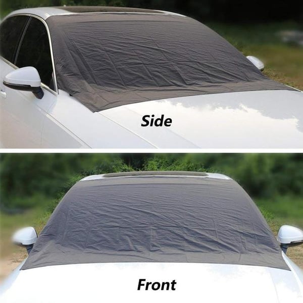 ⏳Time-Limited Special⏰ Verdickte magnetische Sonnenblende und Schneeabdeckung für die Autowindschutzscheibe, wasserdichte halbe Autoabdeckung mit reflektierenden Streifen🚗