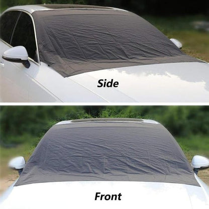 ⏳Time-Limited Special⏰ Verdickte magnetische Sonnenblende und Schneeabdeckung für die Autowindschutzscheibe, wasserdichte halbe Autoabdeckung mit reflektierenden Streifen🚗