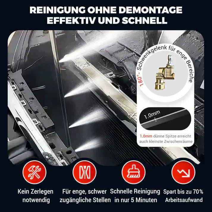 Reinigungsstab für Kühlsysteme: Wasser/Luft-Kombisystem zur Demontagefreien Auto-Reinigung
