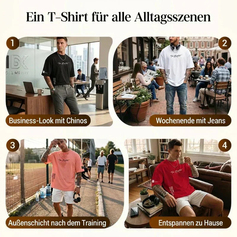 🎁Neuwaren 50% Rabatt💥Herren Urban Style Loose Fit T-Shirt – Premium Baumwollmix, Lässiger Oversize-Schnitt & Grafikdruck