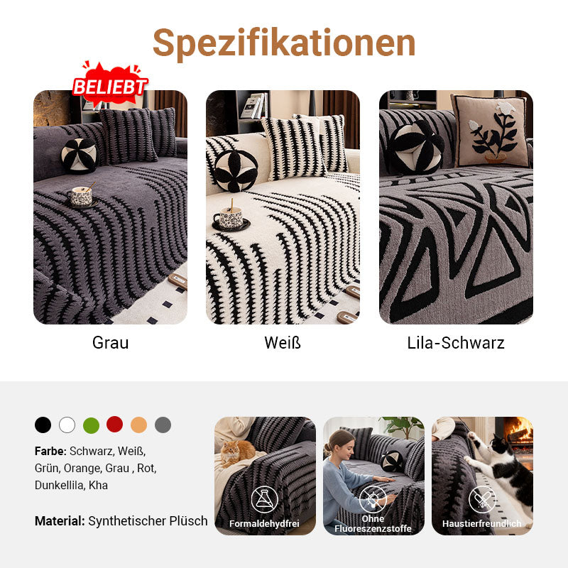 🛋️ 50% RABATT 2026! ✨ Plüsch Sofaüberwurf - Extra Dicke & Rutschfeste Decke mit Elastischen Kanten für Herbst und Winter 🍂❄️