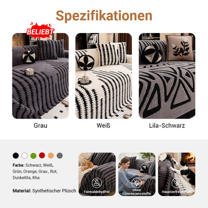 🛋️ 50% RABATT 2026! ✨ Plüsch Sofaüberwurf - Extra Dicke & Rutschfeste Decke mit Elastischen Kanten für Herbst und Winter 🍂❄️