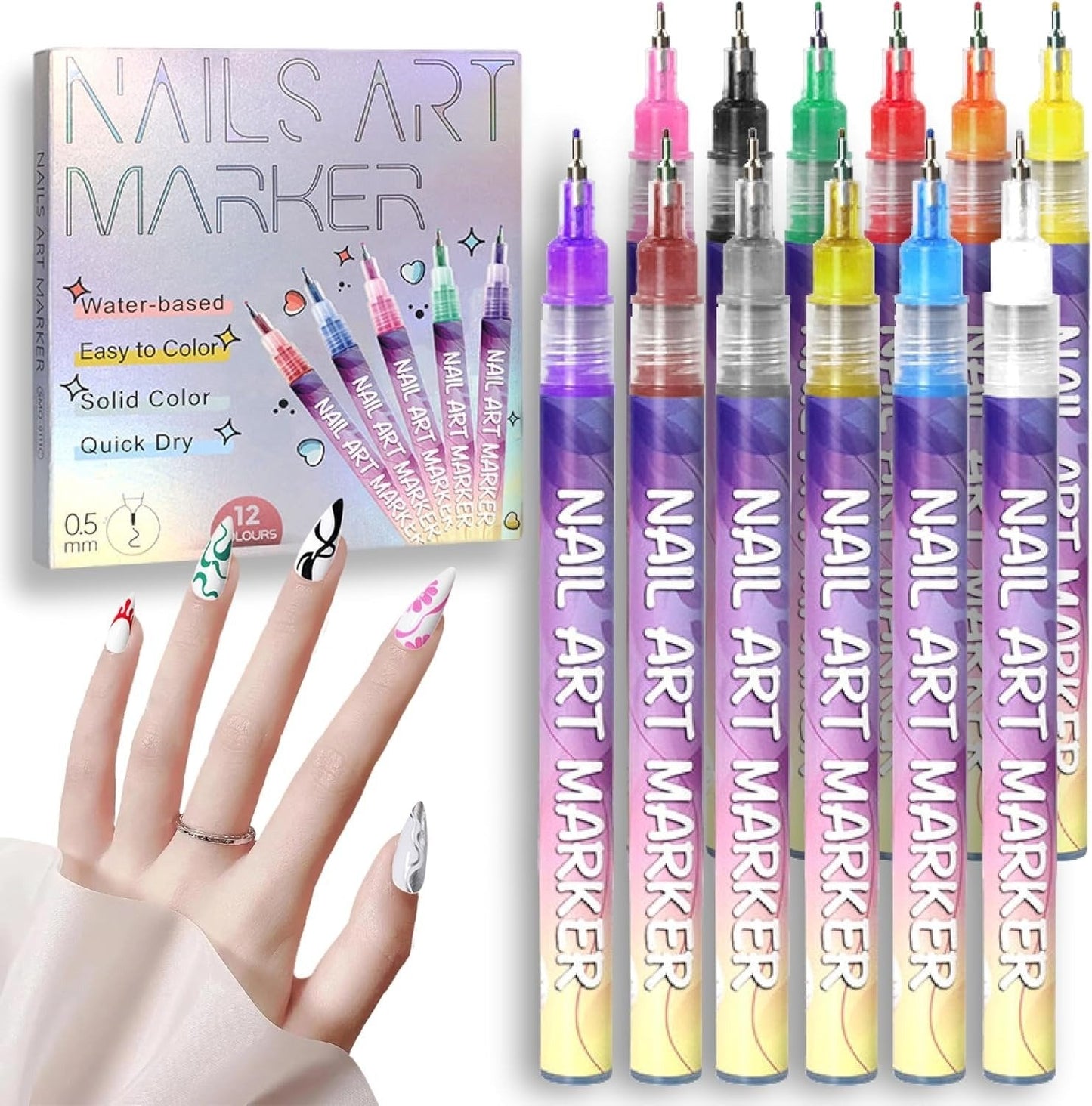 🎅🎁Weihnachtsangebot – 50 % Rabatt⏳12 Farben Nagelkunst-Stifte Set🎨💅