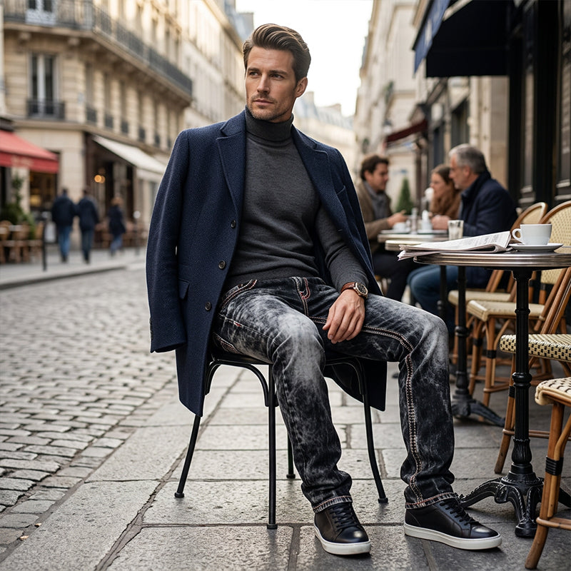 Kreative Stretch-Jeans für Herren, minimalistischer Stil, ideal für den Sommer, Emo-Stil