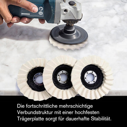 📢📢65 % Rabatt!! 🧽✨ Wollpolierscheibe für Winkelschchleifer – Hochglanz-Spiegelfinish! 🚀⚡