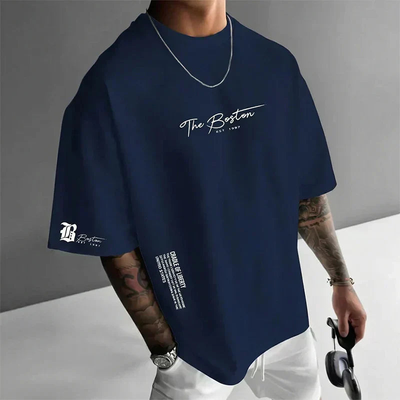 🎁Neuwaren 50% Rabatt💥Herren Urban Style Loose Fit T-Shirt – Premium Baumwollmix, Lässiger Oversize-Schnitt & Grafikdruck