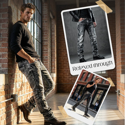 Kreative Stretch-Jeans für Herren, minimalistischer Stil, ideal für den Sommer, Emo-Stil