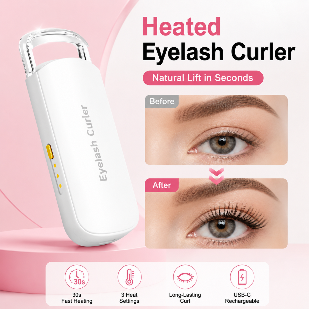 🔥 Überraschung 50 % Rabatt! Holen Sie sich traumhafte Wimpern zurück! ✨ Wiederaufladbare elektrische beheizte Wimpernzange