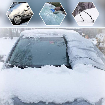 ⏳Time-Limited Special⏰ Verdickte magnetische Sonnenblende und Schneeabdeckung für die Autowindschutzscheibe, wasserdichte halbe Autoabdeckung mit reflektierenden Streifen🚗