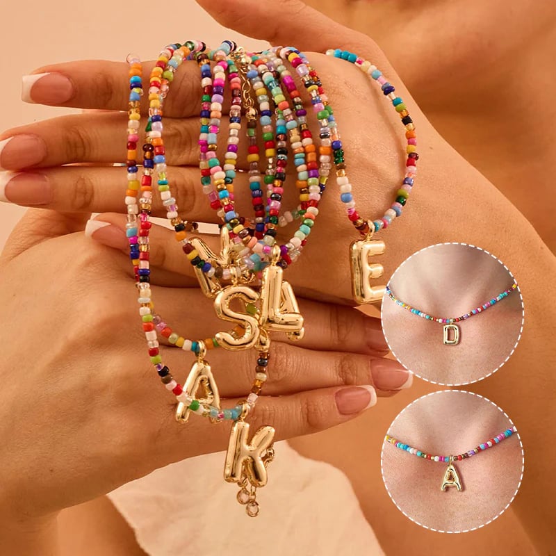 🌈LETZTER TAG DER AKTION – 50 % RABATT🎨 Buchstaben-Perlenkette für Damen🔤A-Z