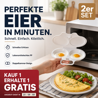 ✨50% Rabatt✨🍳 Mikrowellen-Eierkocher mit Deckel und Griff – Schnell, sicher & platzsparend – Perfekt für das schnelle Frühstück, Weich- & Hartgekochte Eier in Minuten ✨