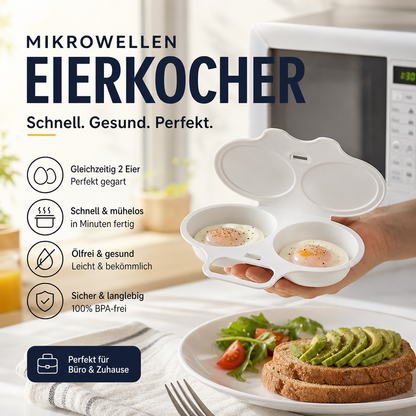 ✨50% Rabatt✨🍳 Mikrowellen-Eierkocher mit Deckel und Griff – Schnell, sicher & platzsparend – Perfekt für das schnelle Frühstück, Weich- & Hartgekochte Eier in Minuten ✨