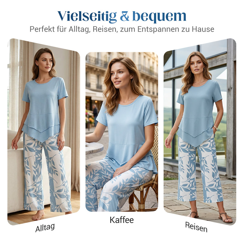 📢📢50 % Rabatt!! ⏰Mehrlagiges Freizeit-Set mit Extrawide Hose ✨ Ideal für Alltag & Reisen