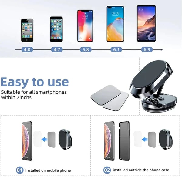 🚗 50 % Rabatt! Magnetischer Handyhalter fürs Auto – Fester Halt, freie Sicht! 📱 360° drehbar, faltbar & bequem mit einer Hand verstellbar 🧲