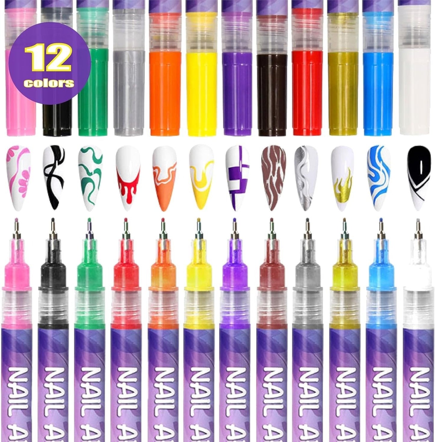 🎅🎁Weihnachtsangebot – 50 % Rabatt⏳12 Farben Nagelkunst-Stifte Set🎨💅