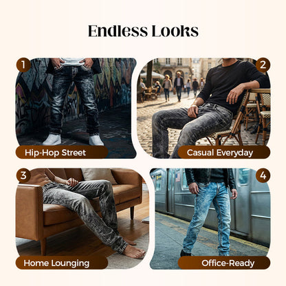 Kreative Stretch-Jeans für Herren, minimalistischer Stil, ideal für den Sommer, Emo-Stil