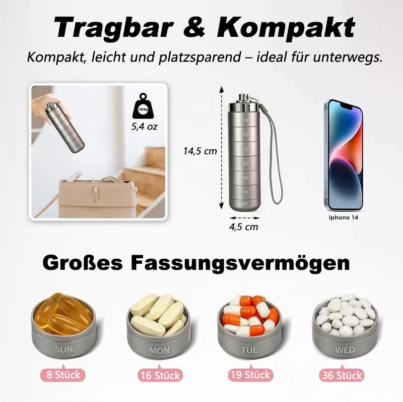 💎 -50% AUF DIE METALL-PILLENDOS! 💎 Auslaufsicher, 7-Tage & Lasergravur für unterwegs 🧳