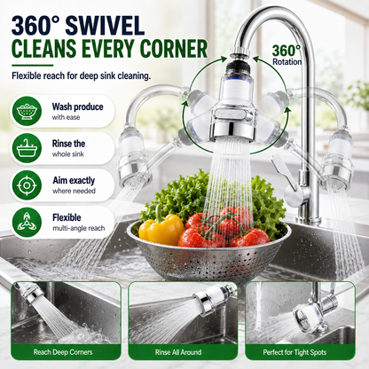 🚰50 % Rabatt 🔥Wasserhahnfilter-Aufsatz mit 360°-Drehung und 3 Sprühmodi