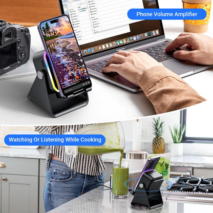 🔥Begrenzten 50%-Rabatts!🔥 5-in-1 Kabelloser Bluetooth-Lautsprecher mit Induktionsfunktion und verstellbarer Handyhalterung