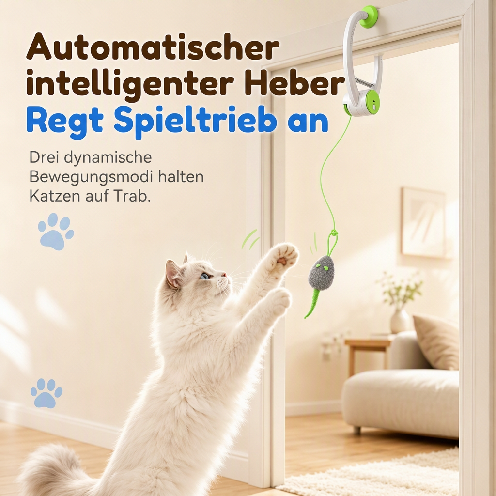 🐱 Interaktives Katzenspielzeug: Automatische hüpfende Maus, elektrisches einziehbares Seil, Befestigung per Klemme, sicheres Spiel