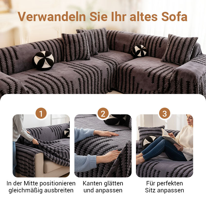 🛋️ 50% RABATT 2026! ✨ Plüsch Sofaüberwurf - Extra Dicke & Rutschfeste Decke mit Elastischen Kanten für Herbst und Winter 🍂❄️