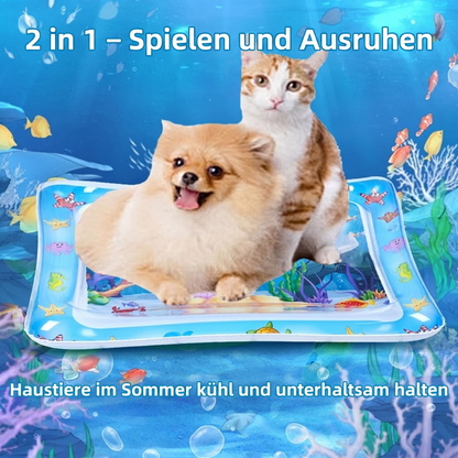 😻Wassermatte für Haustiere – interaktives Spielzeug mit schwimmenden Fischen + kühlende Sommermatte