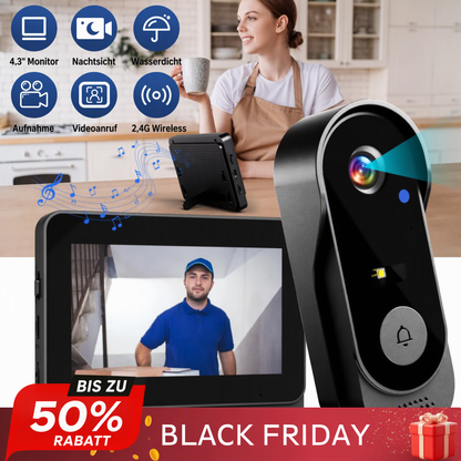 💐50 % RABATT!📢🔔 Türklingelkamera mit Bildschirm – 4,3-Zoll-Display und einfache Einrichtung: Sehen Sie, wer da ist, bevor Sie die Tür öffnen ✨