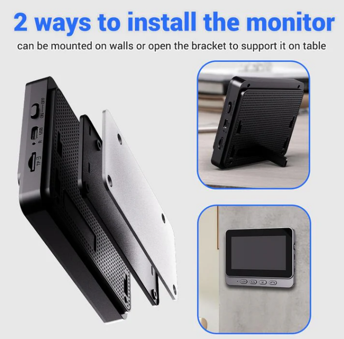 Drahtlose Türklingel-Kamera: 1080P, 170°-Winkel, 4,3-Zoll-Bildschirm, IPX65-Outdoor-Wasserdichtigkeit, Nachtsicht