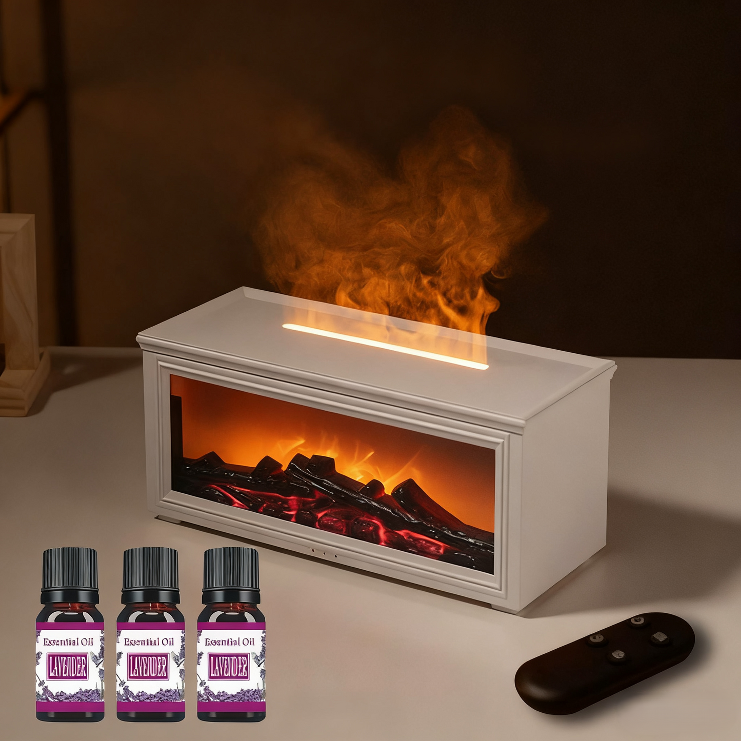 🔥 50 % RABATT – LETZTER TAG! 💦 Luftbefeuchter mit Kaminfeuer-Effekt – 7 LED-Farben und Fernbedienung, beruhigende Atmosphäre für Zuhause/Büro 🌙📦