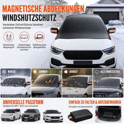 ⏳Time-Limited Special⏰ Verdickte magnetische Sonnenblende und Schneeabdeckung für die Autowindschutzscheibe, wasserdichte halbe Autoabdeckung mit reflektierenden Streifen🚗