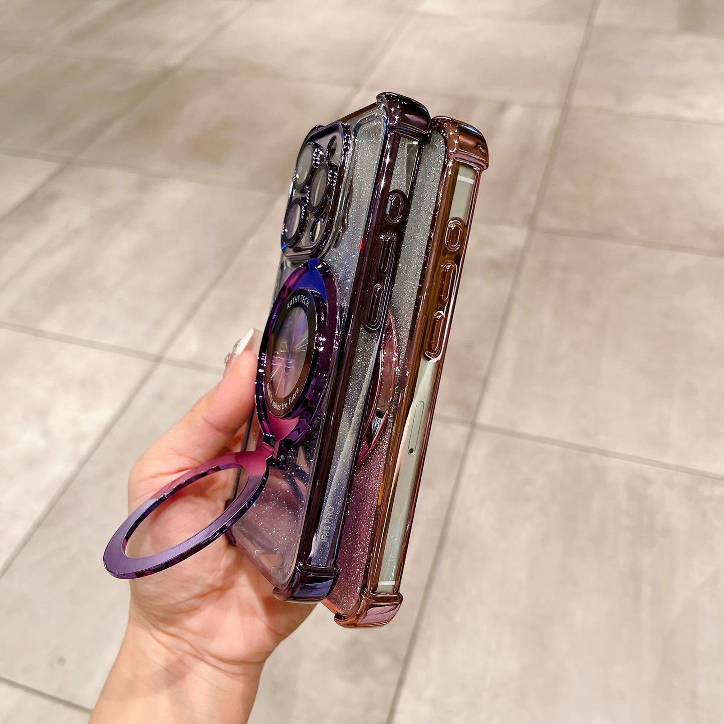 Passend für iPhone15PRO Vier-Ecken-Galvanik mit Glitter-Glanz und Anti-Tap Apple Handyhülle