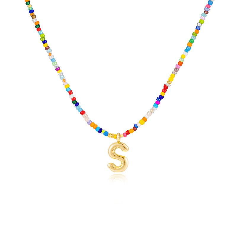 🌈LETZTER TAG DER AKTION – 50 % RABATT🎨 Buchstaben-Perlenkette für Damen🔤A-Z